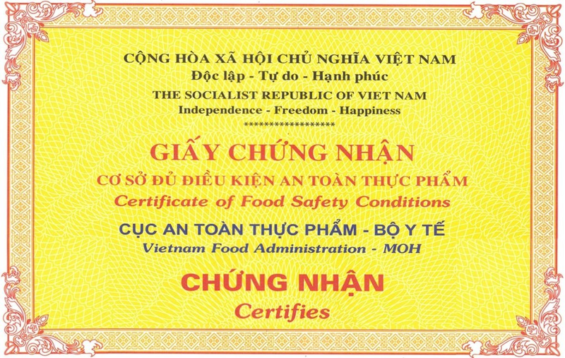 Giấy phép VSATTP có hiệu lực trong 3 năm