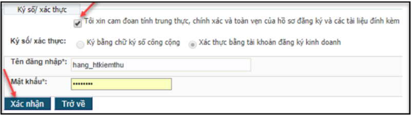 Ký số/Xác thực bằng tài khoản đăng ký kinh doanh