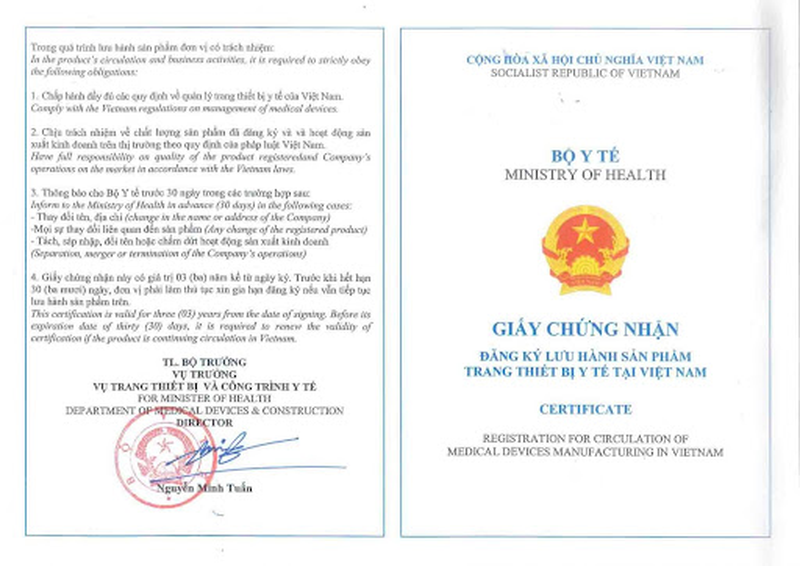 Nộp hồ sơ và nhận giấy phép kinh doanh trang thiết bị y tế