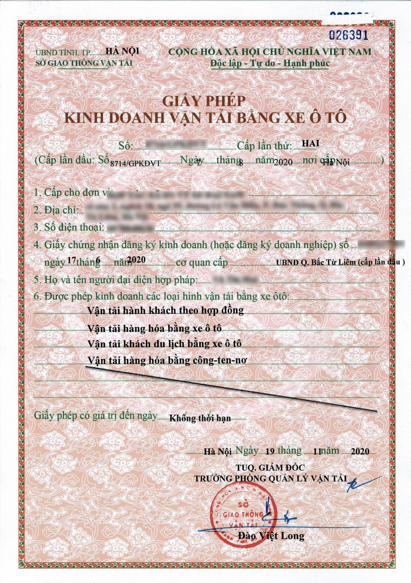 Nộp hồ sơ và nhận giấy phép kinh doanh vận tải